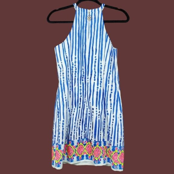 Lilly Pulitzer Womens Sleeveless Blue Bay Stripe Iveigh Mini Shift Dress Size 2 - Picture 5 of 7
